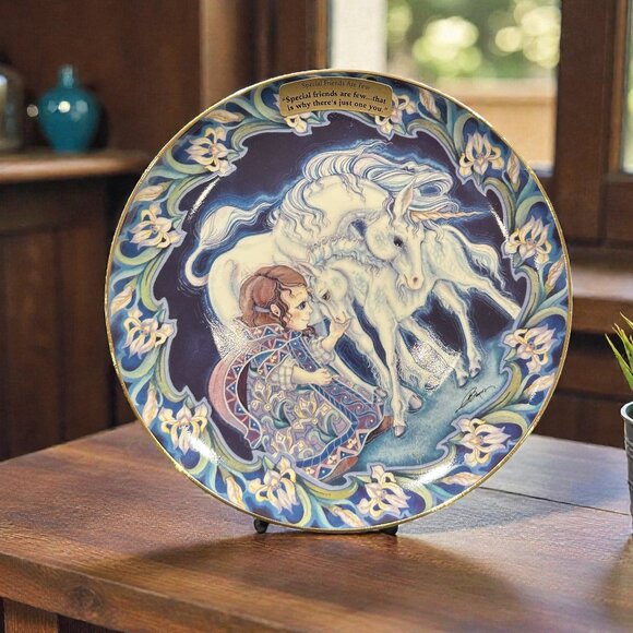 Vintage Unicorn Collector Plate “Special Friends Are Few”, Fantasy Art - Picture 1 of 4